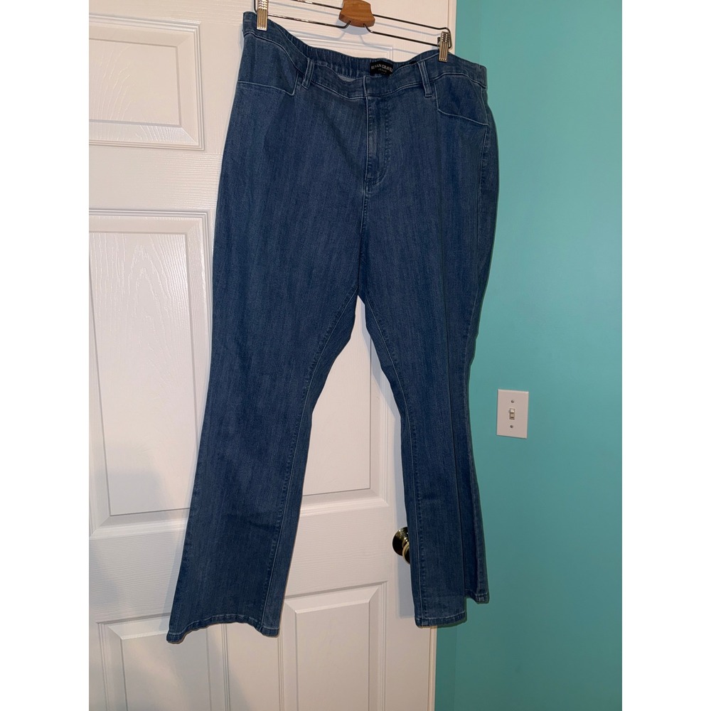 Susan Graver Jeans Womens 20W Blue Bootcut Denim Pull On Stretch Pants